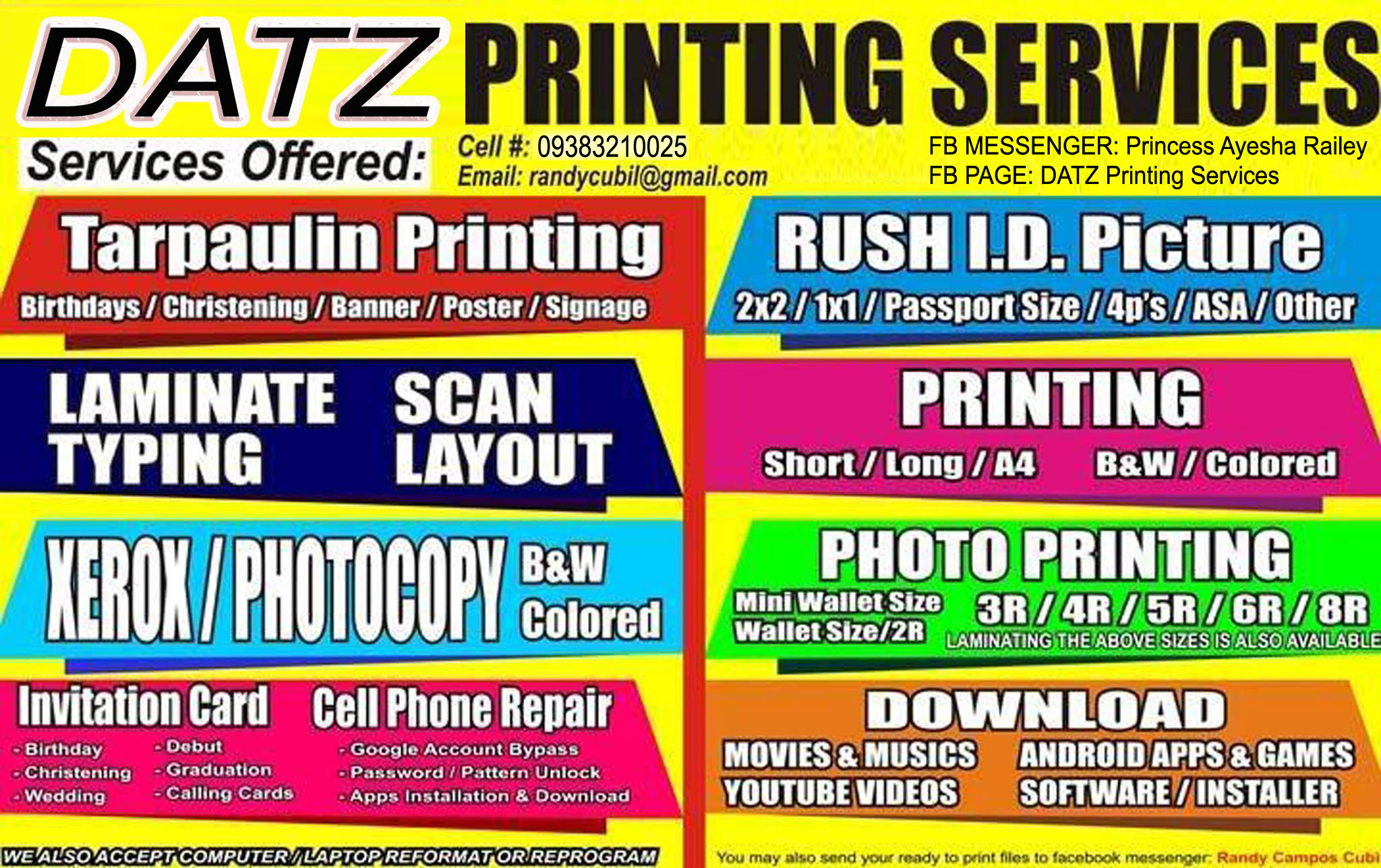 DATZ Printing Services | Davao City