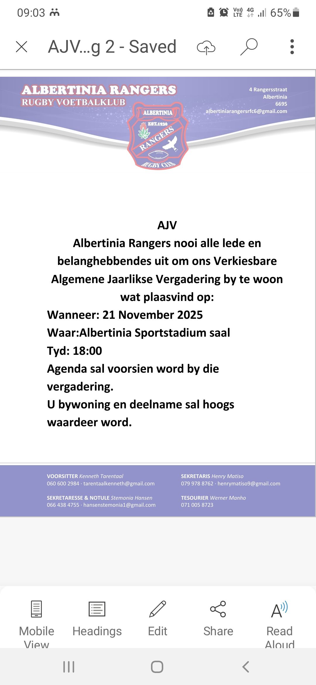 ALBERTINIA RANGERS | Facebook