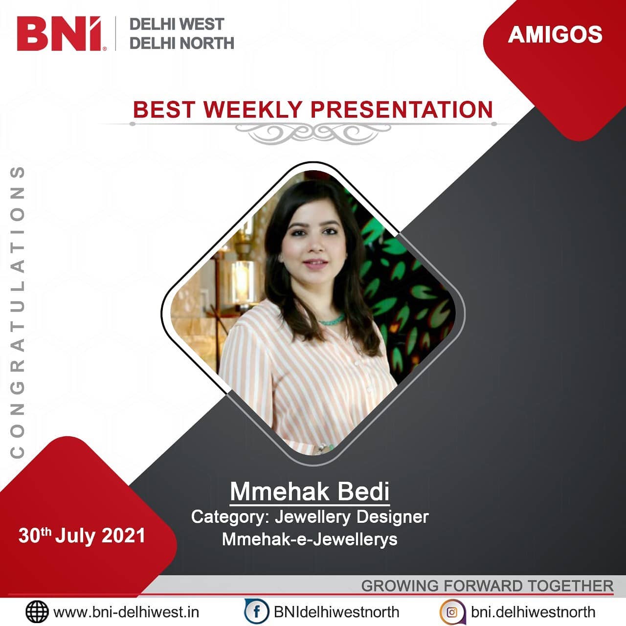 BNI New Delhi - Congratulations Ms Mehak for winning the...