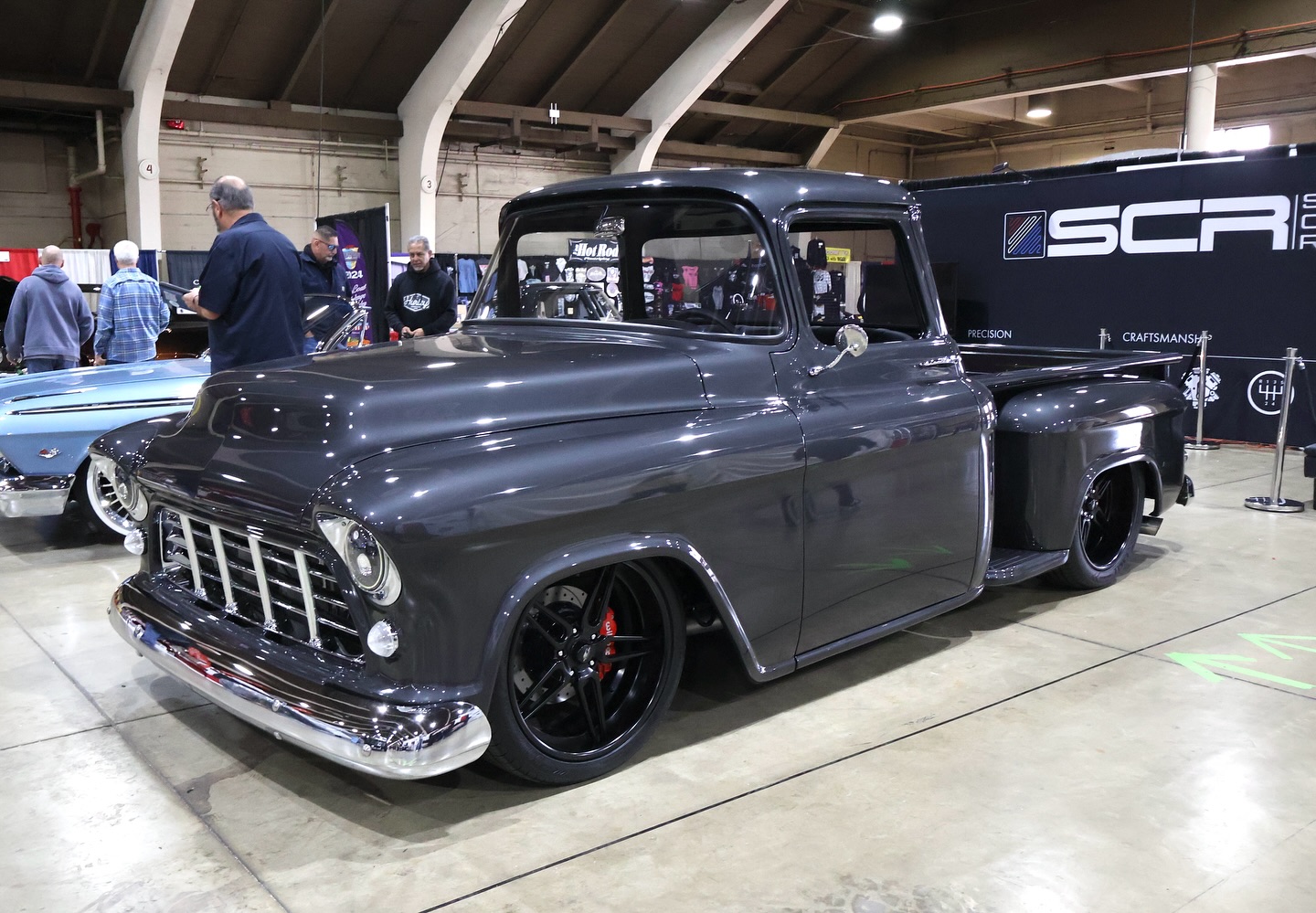 Hot - This TriFive truck was looking good sitting in the Sew Cal Rods ...