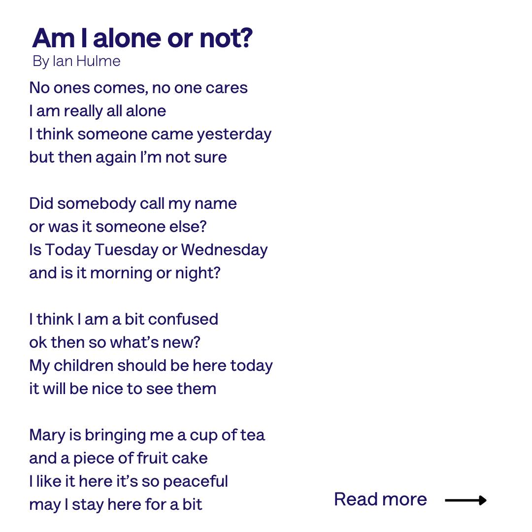 Ian wrote this poem whilst thinking... - Alzheimer's Society | Facebook