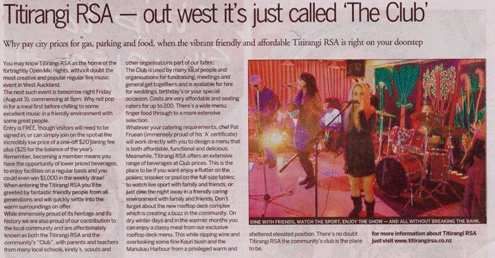 The Titirangi RSA Jam Night