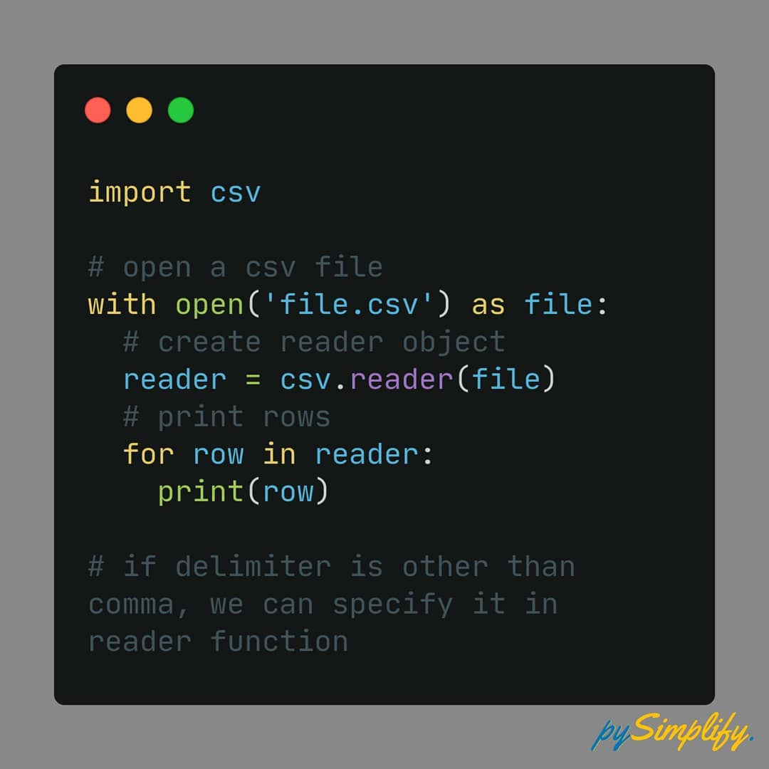 Pysimplify - The csv module implements classes to read and...