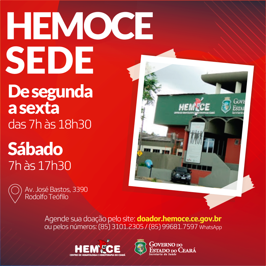 Hemoce - O Hemoce conta com quatro locais de doação de...