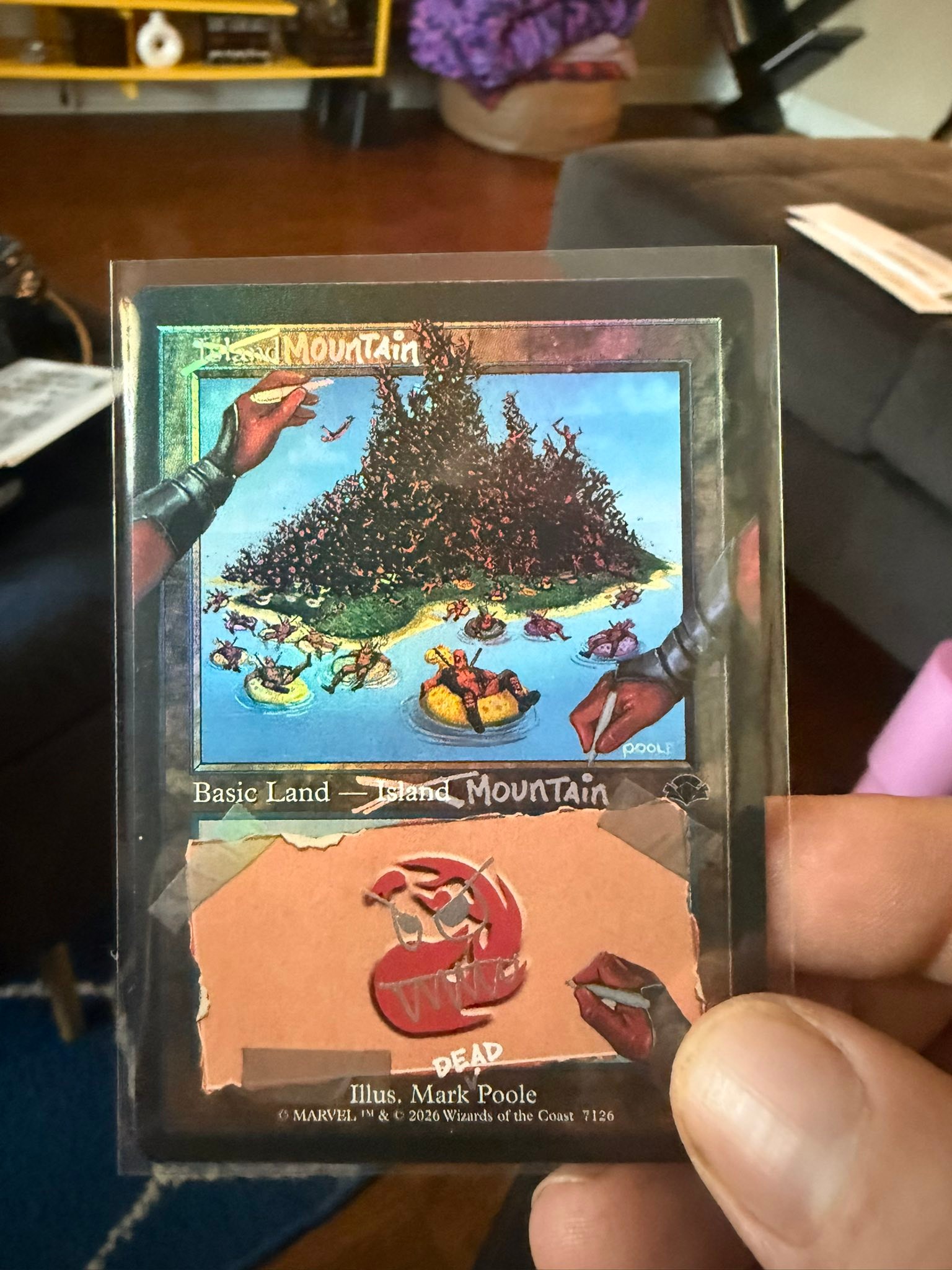 Deadpool trading card with holographic foil effect