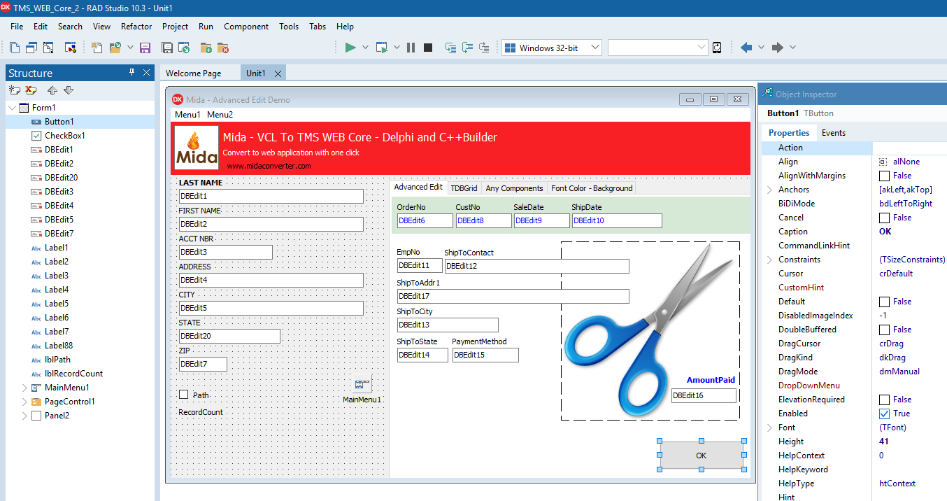 Mida - The Converter Delphi and CppBuilder for FireMonkey
