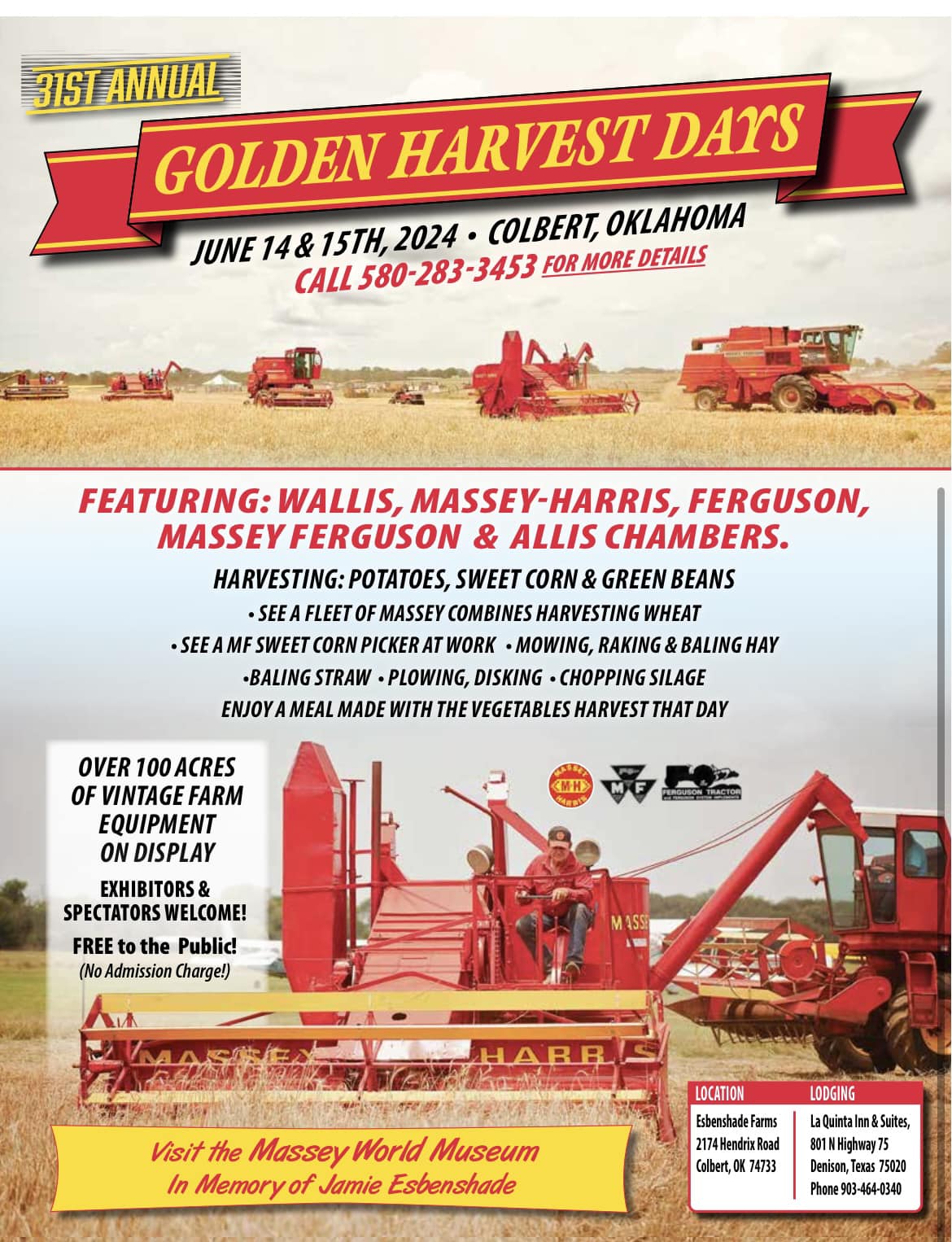 Golden Harvest Days In Memory of Jamie Esbenshade | Achille OK