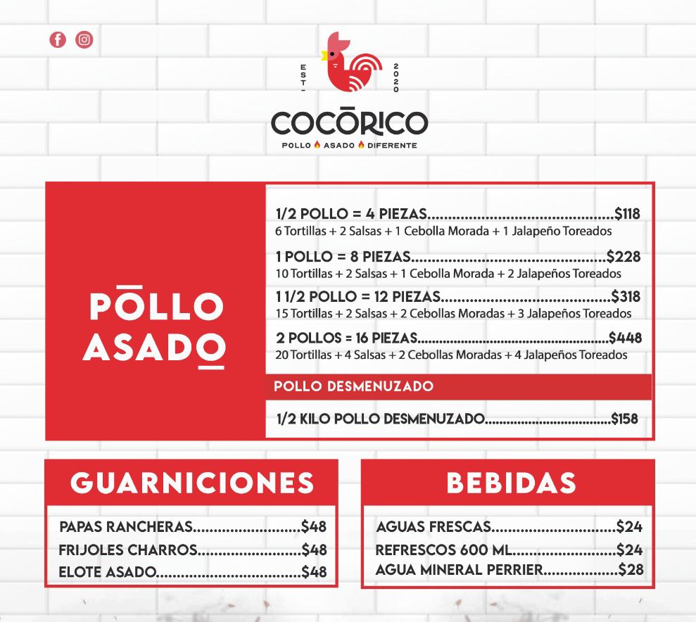 Cocorico - •• Nuestro Menú Cocorico •• •• Pollo Asado a...