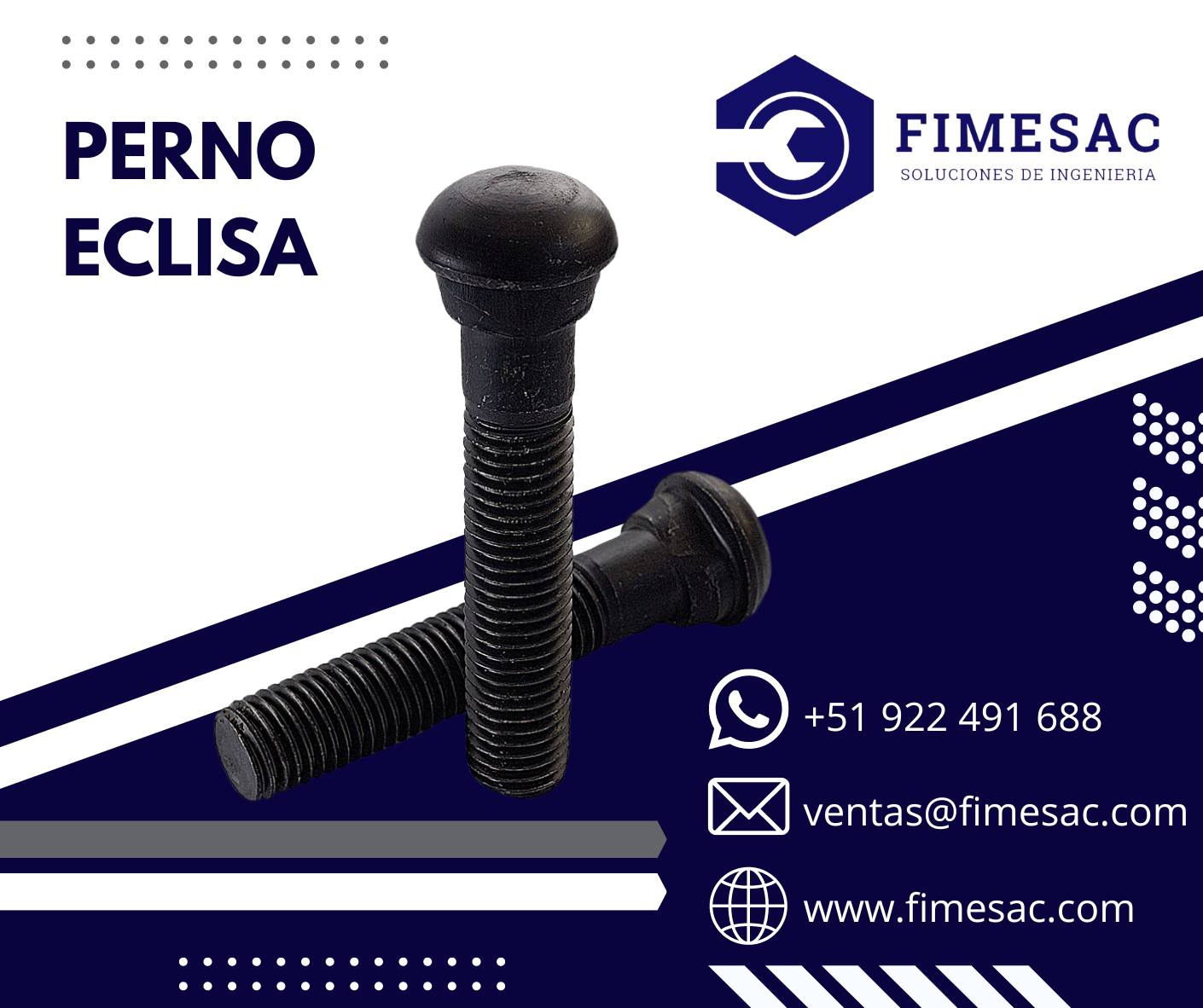 Fimesac - 📌PERNOS ECLLISA O RIELEROS 📌 El Perno Eclisa sirve para ...