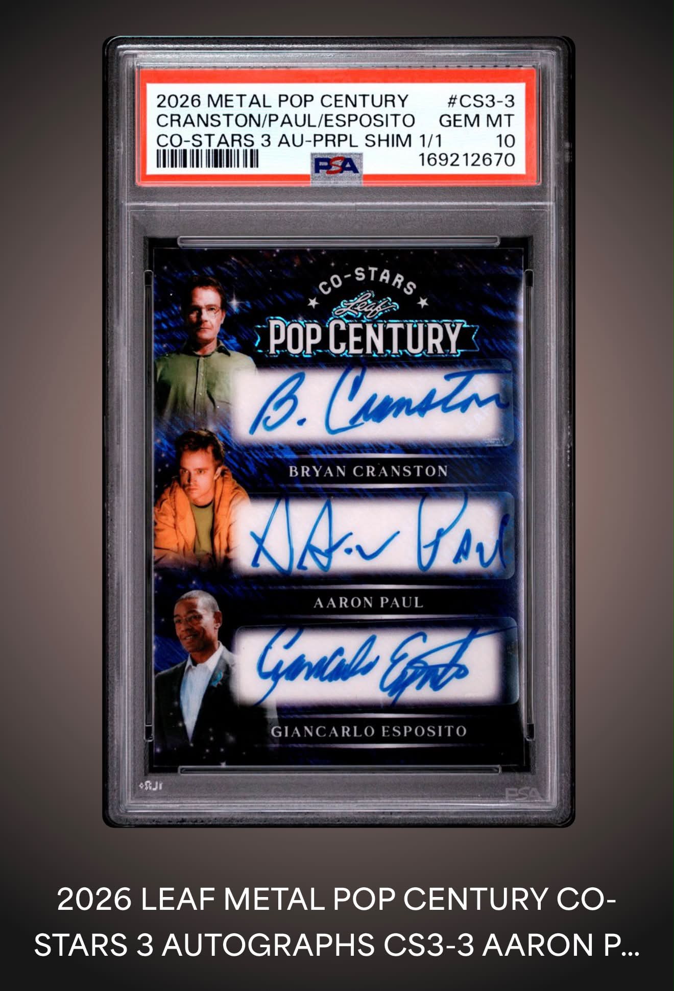 2026 Leaf Metal Pop Century Co-Stars 3 Autograph Card Graded 10