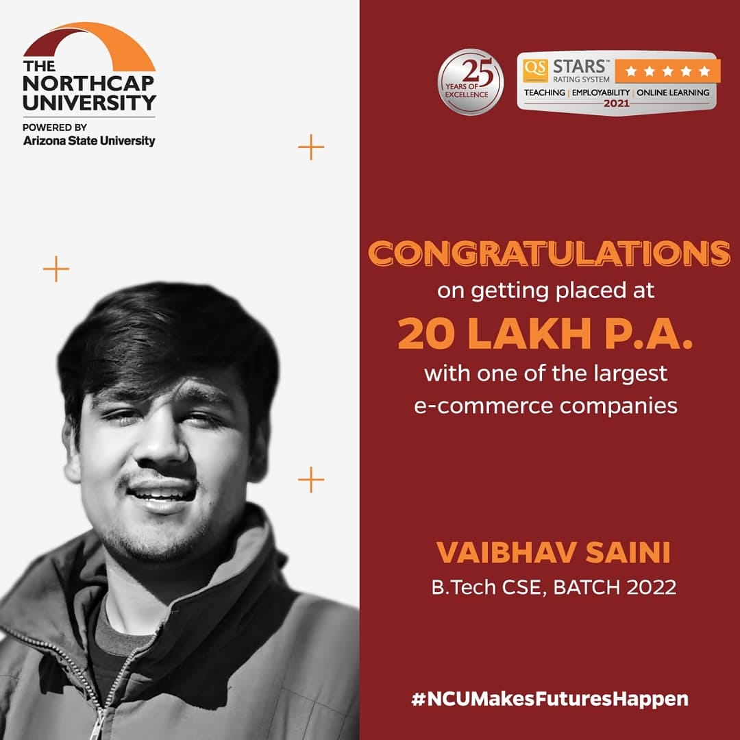 Huge congratulations to Vaibhav... - The NorthCap University