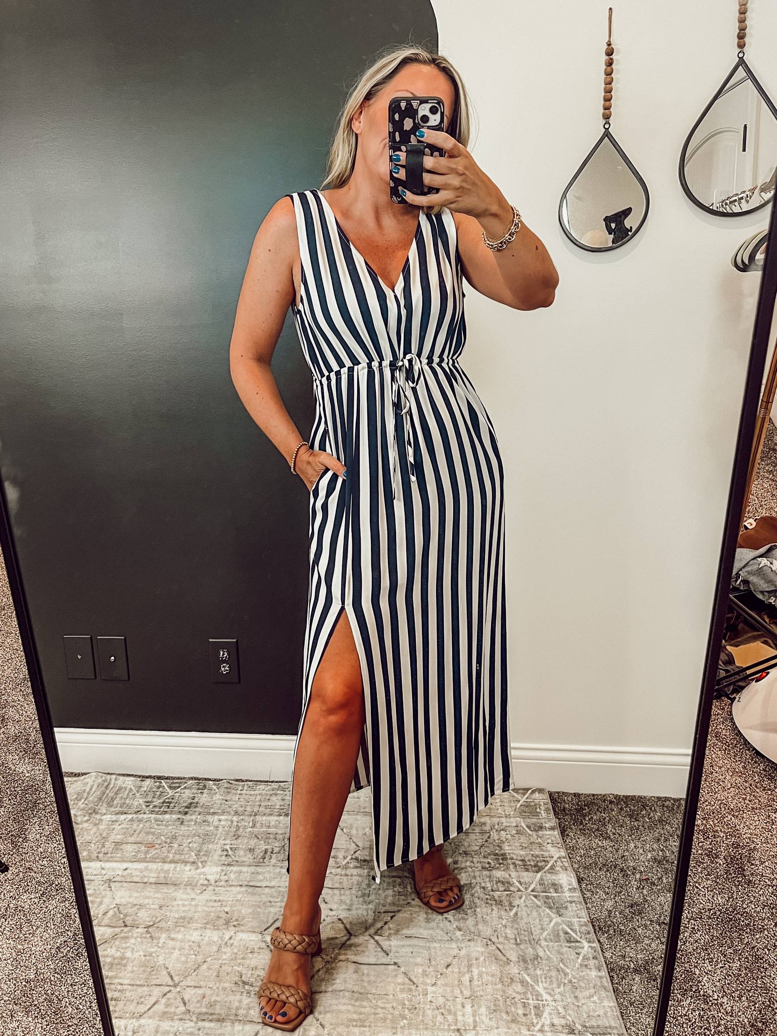 patchwork denim maxi dress THE 