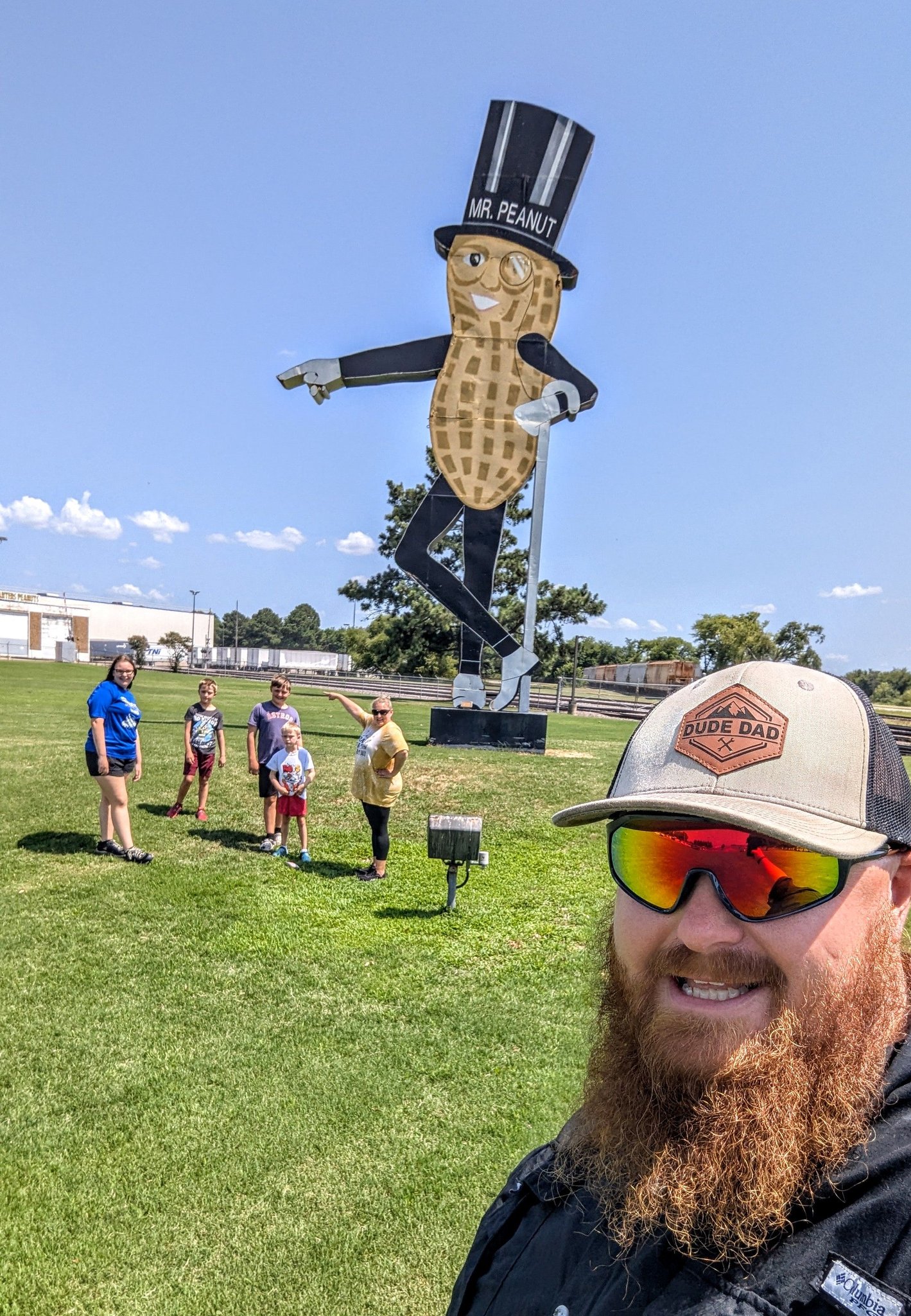 The world's largest Mister Peanut statue, 30 feet tall, stands in