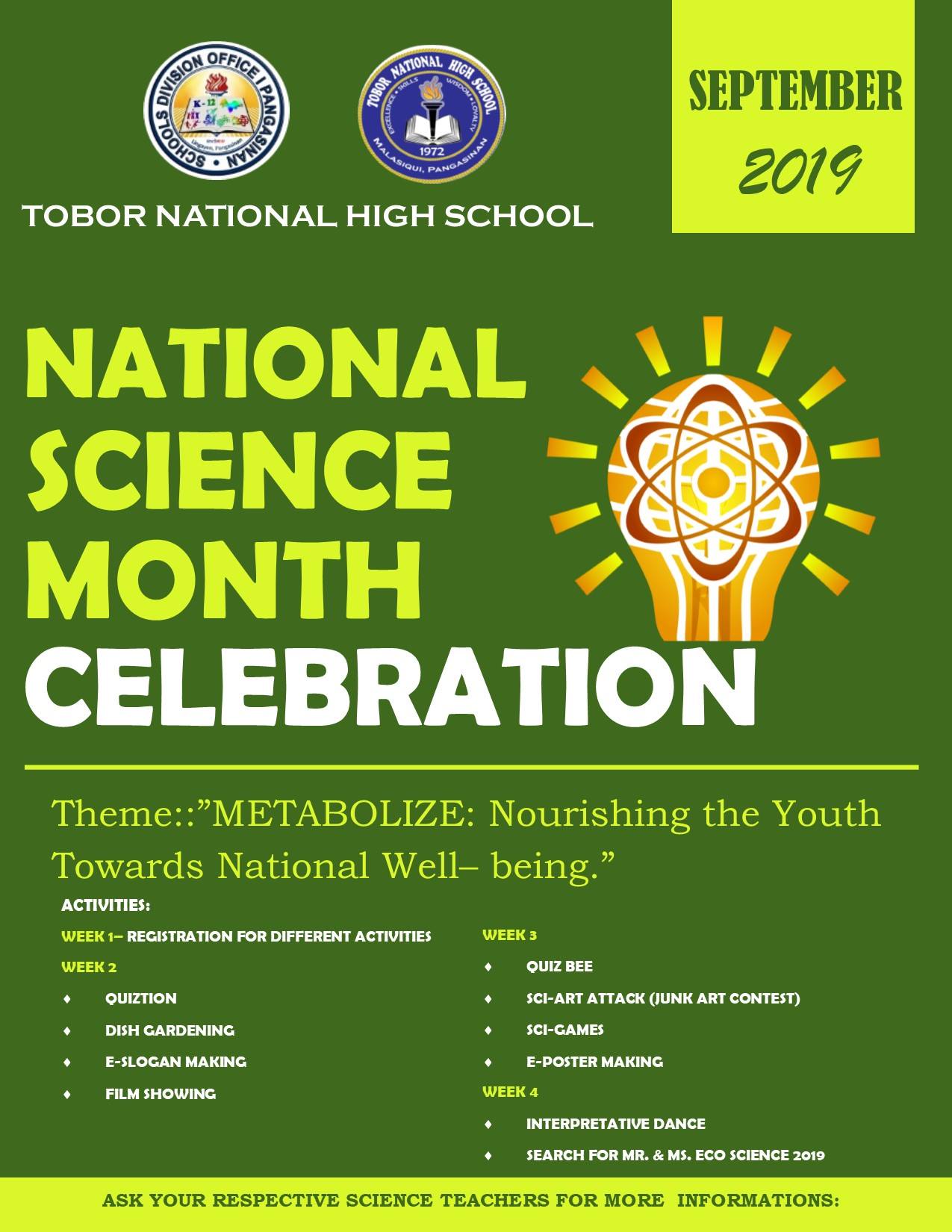 NATIONAL SCIENCE MONTH... - DepEd Tayo ToborNHS 300262 | Facebook