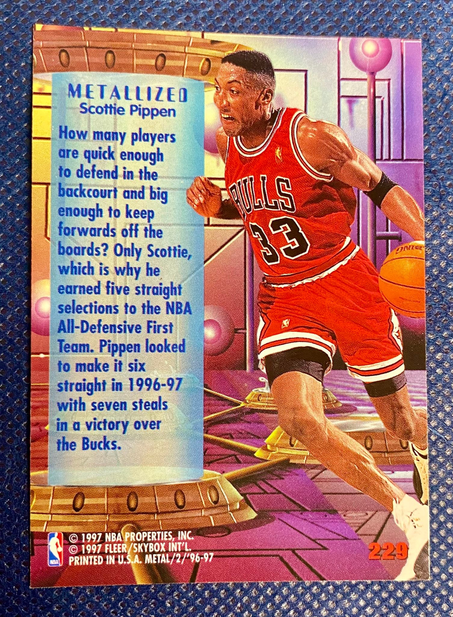 1996-97 Fleer Metal Scottie Pippen Precious Metal Card for Sale