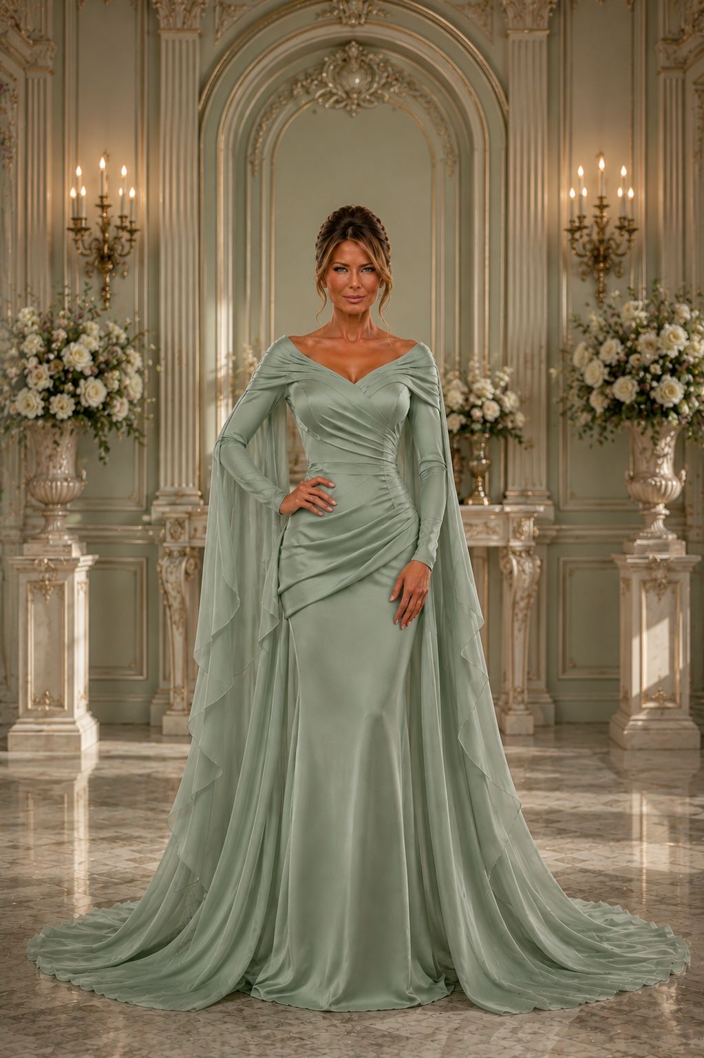 Melania Trump's elegant sapphire blue gown