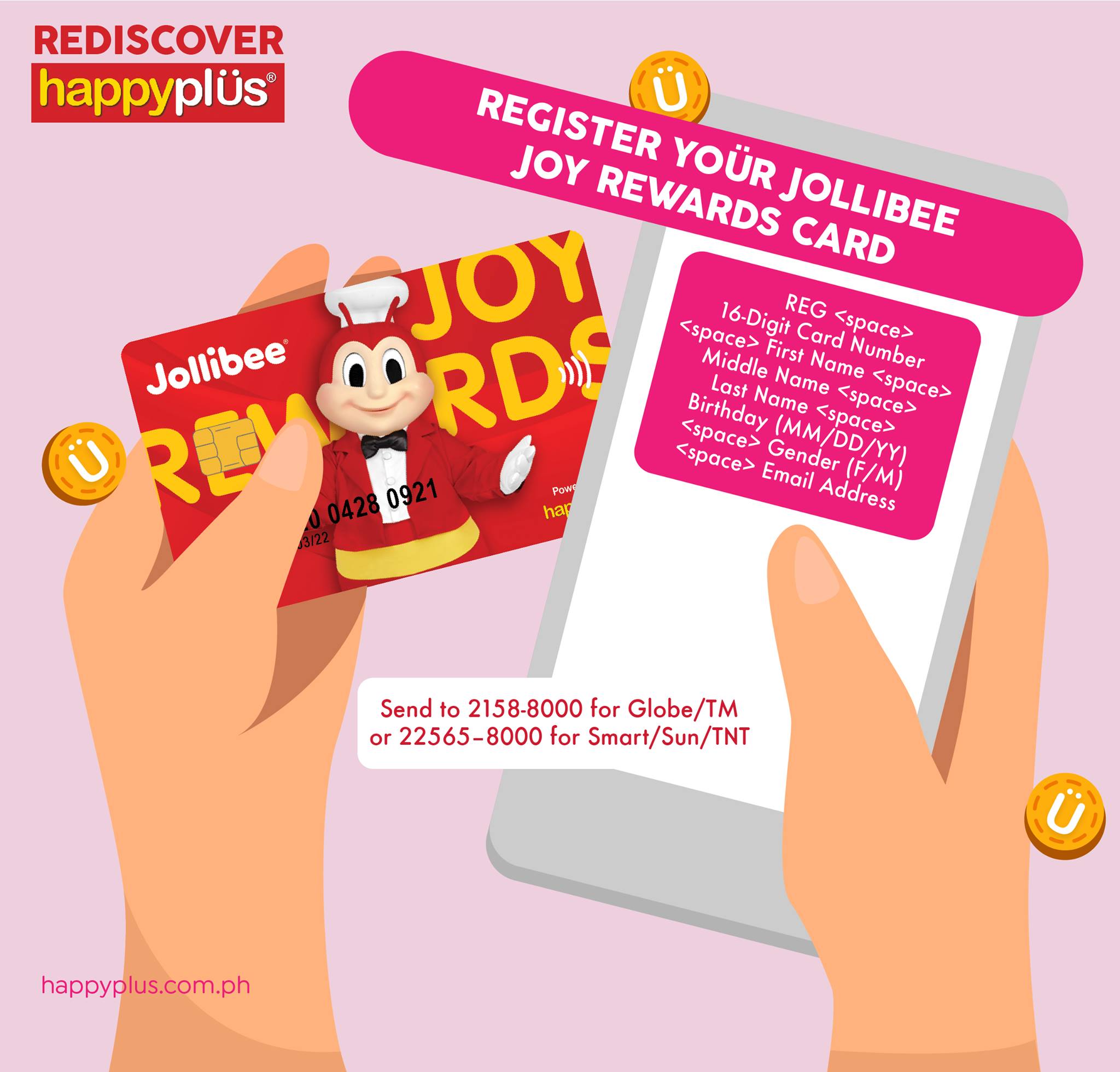 happyplus Card - Registering via SMS is easy! Follow the...