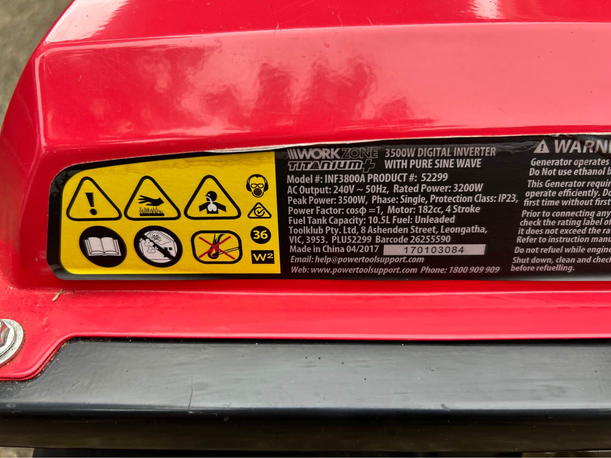 WorkZone Generator 3500W - Miscellaneous Tools - Melbourne, Victoria ...