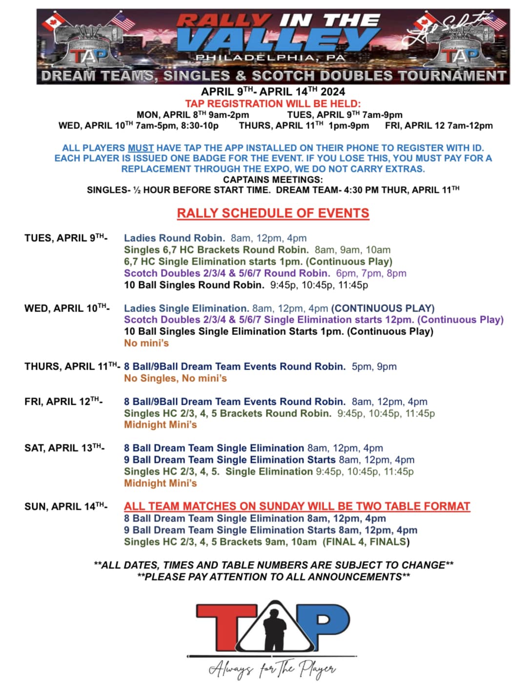 Updated Rally schedule for Rally .... - Southeastern PA TAP