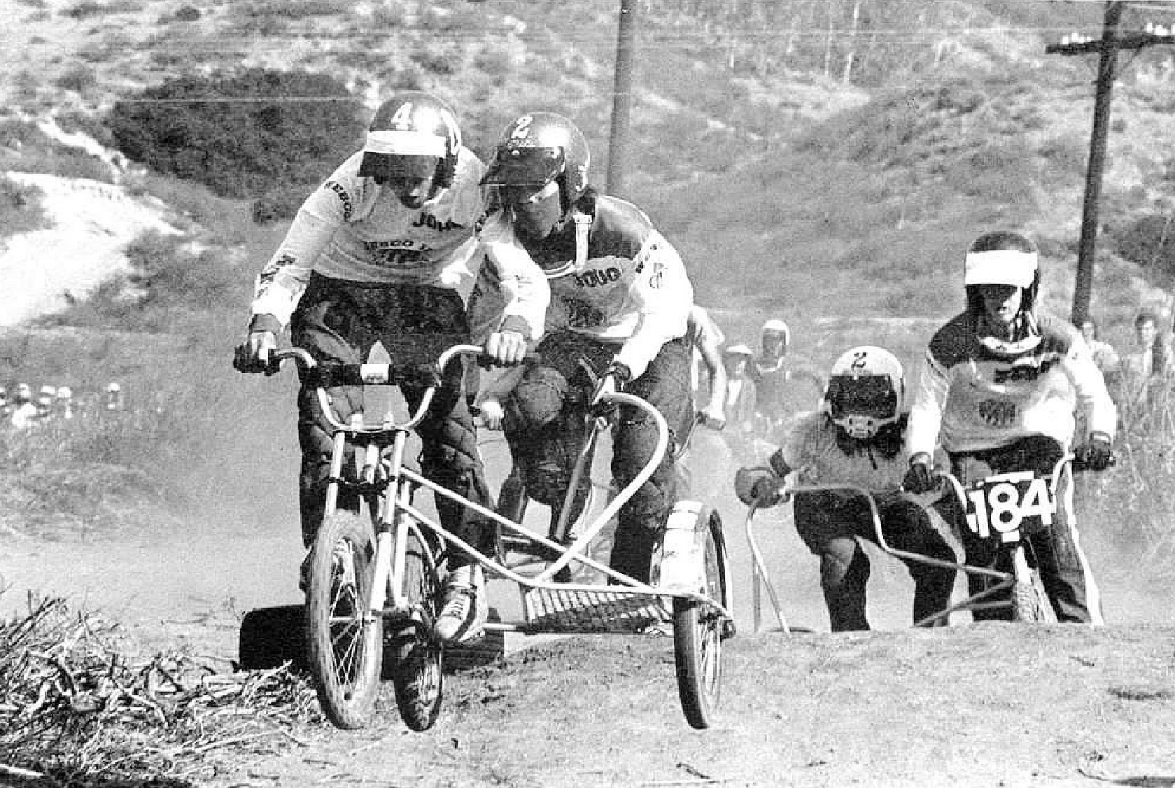 Johnny & Doug Takahashi lead Thom Lund at Yarnell, AZ Street bike race