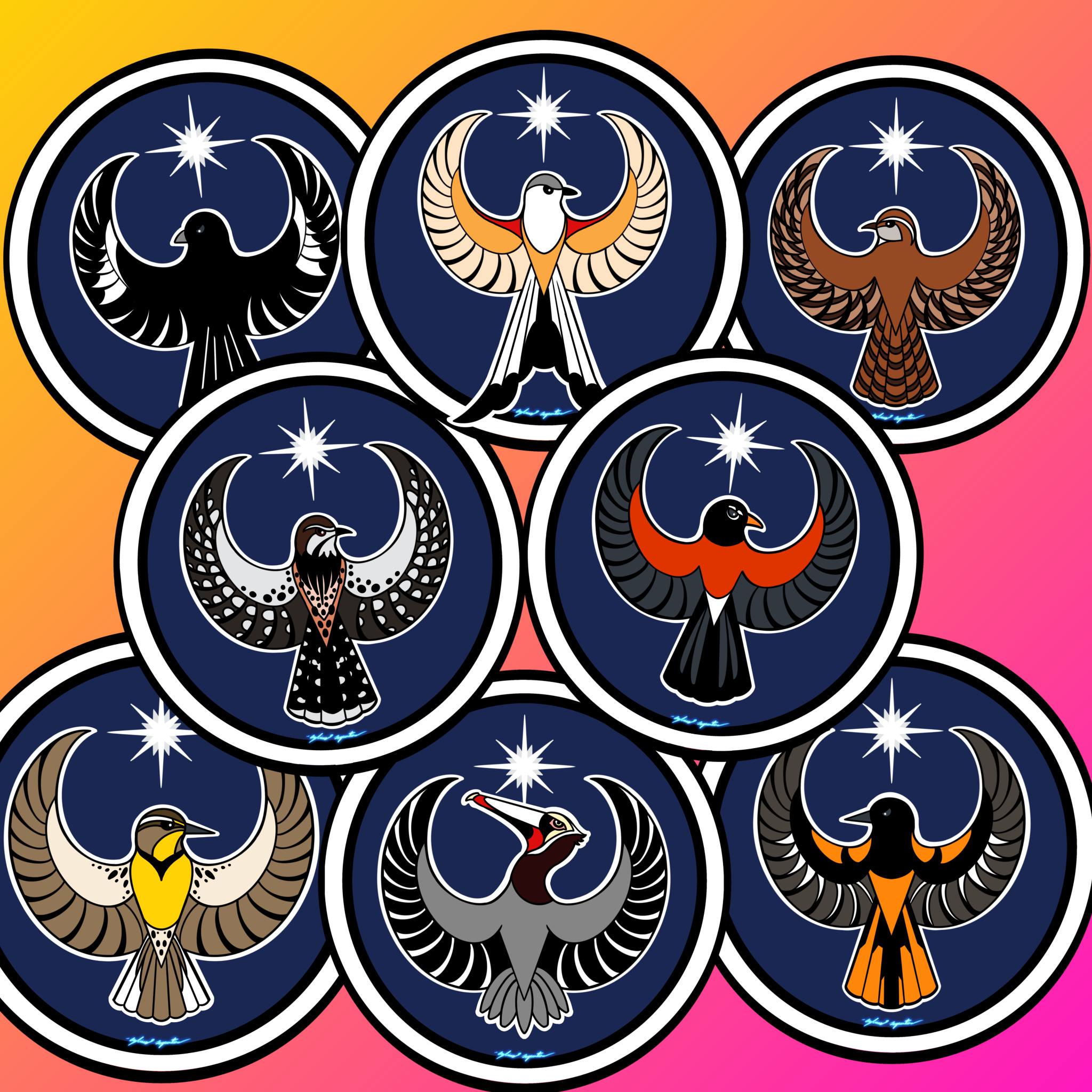 3 days. 28 drawings. 0 AI. I finished my State Bird Resistance emblems ...