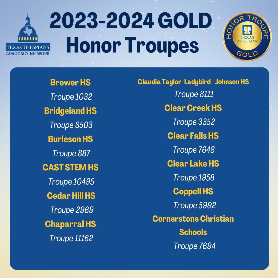 Texas Thespians - Congratulations to the 2023 - 2024 Honor...