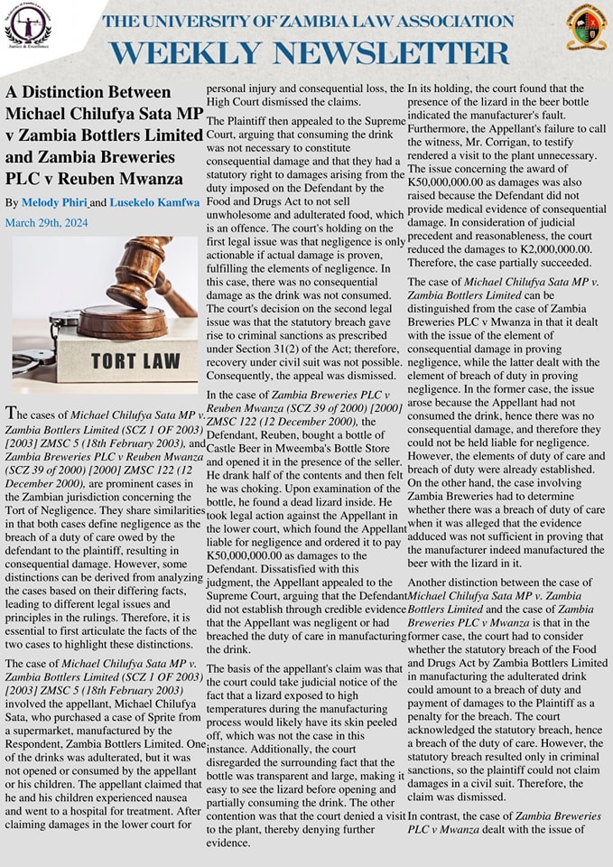 UNZALAW WEEKLY... - The University of Zambia Law Association | Facebook