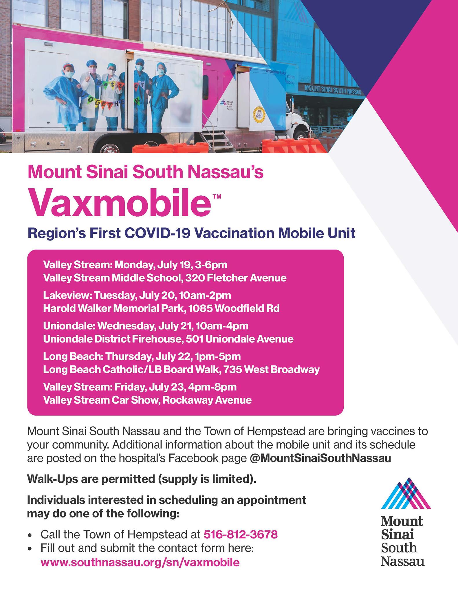 Mount - Updated Schedule: Mount Sinai South Nassau and the Town of ...