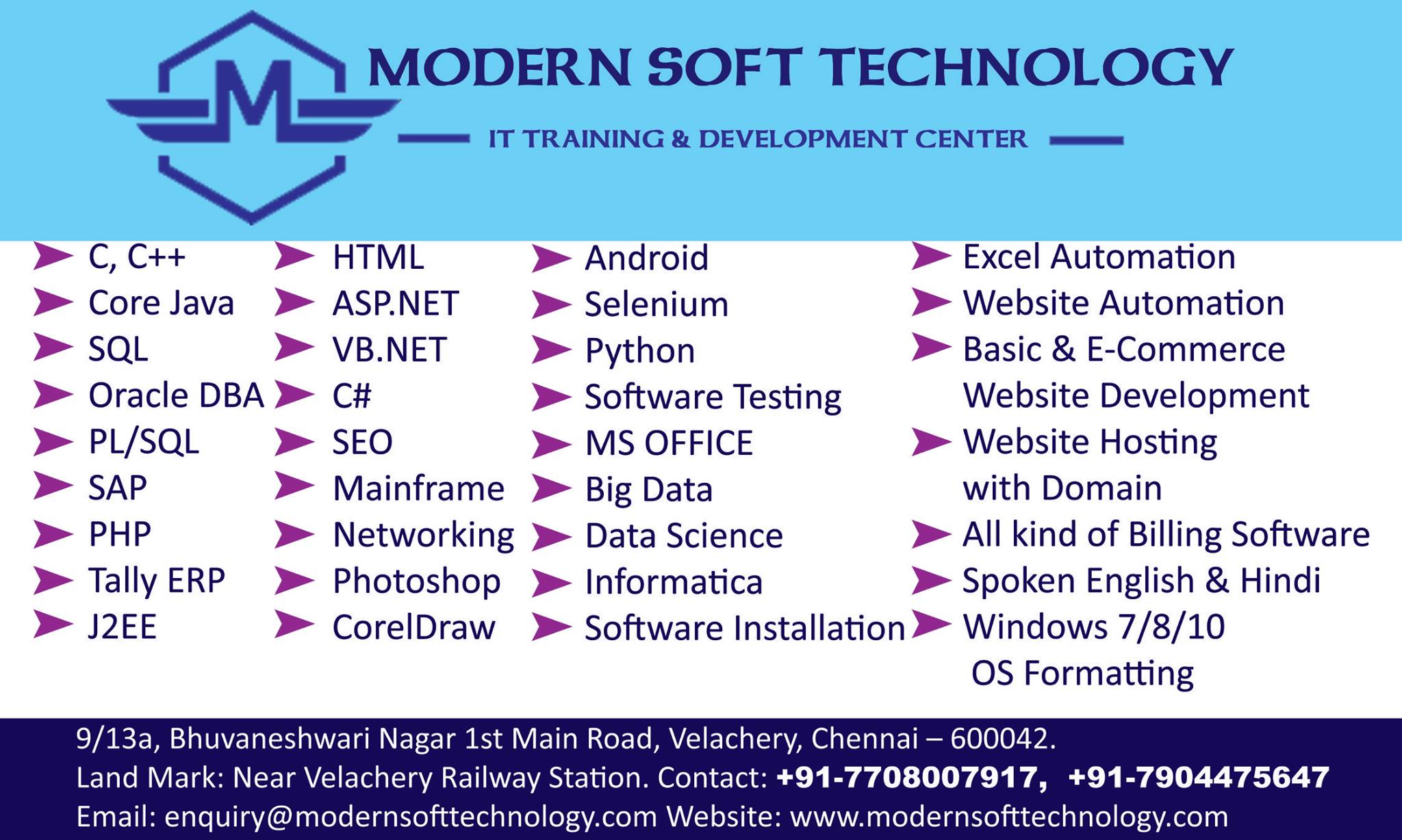 Modern Soft Technology | Chennai