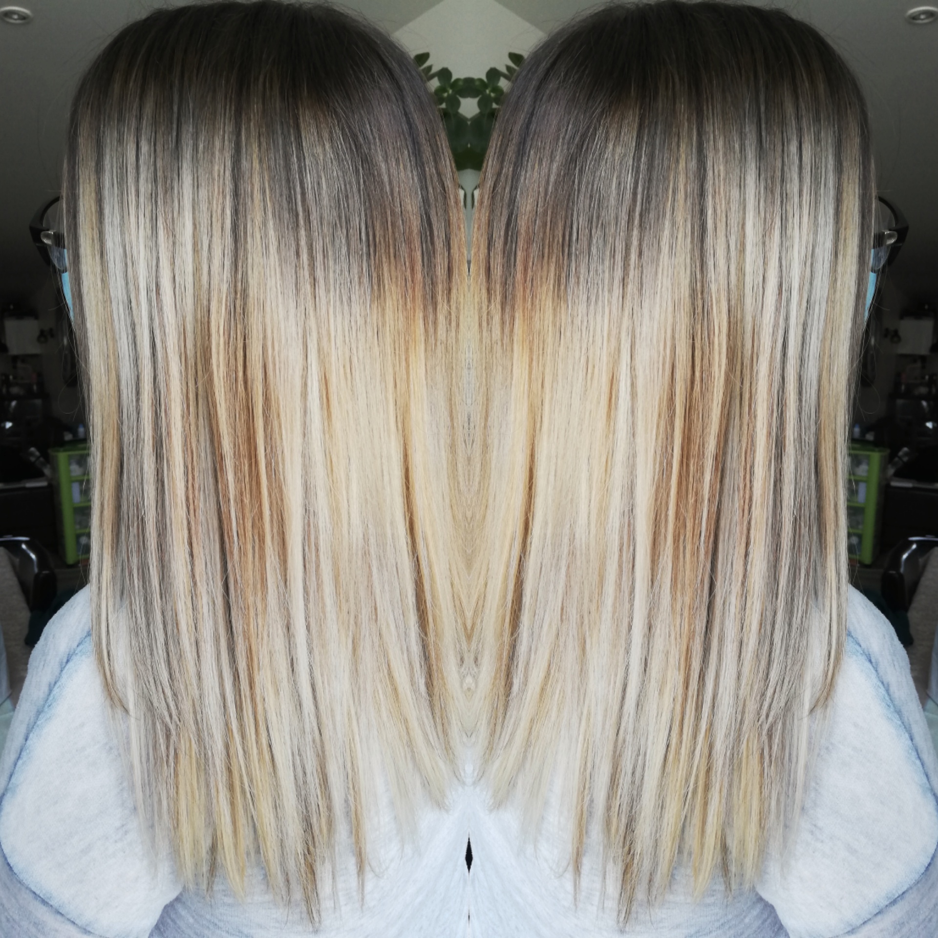 Ombré Hair Blond Cheveux Lisse