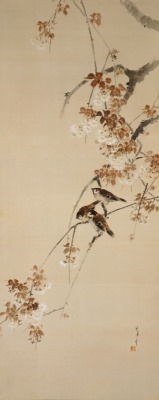 花鳥画を得意とし、海外でも人気を博した画家 #渡辺省亭。 《桜に雀