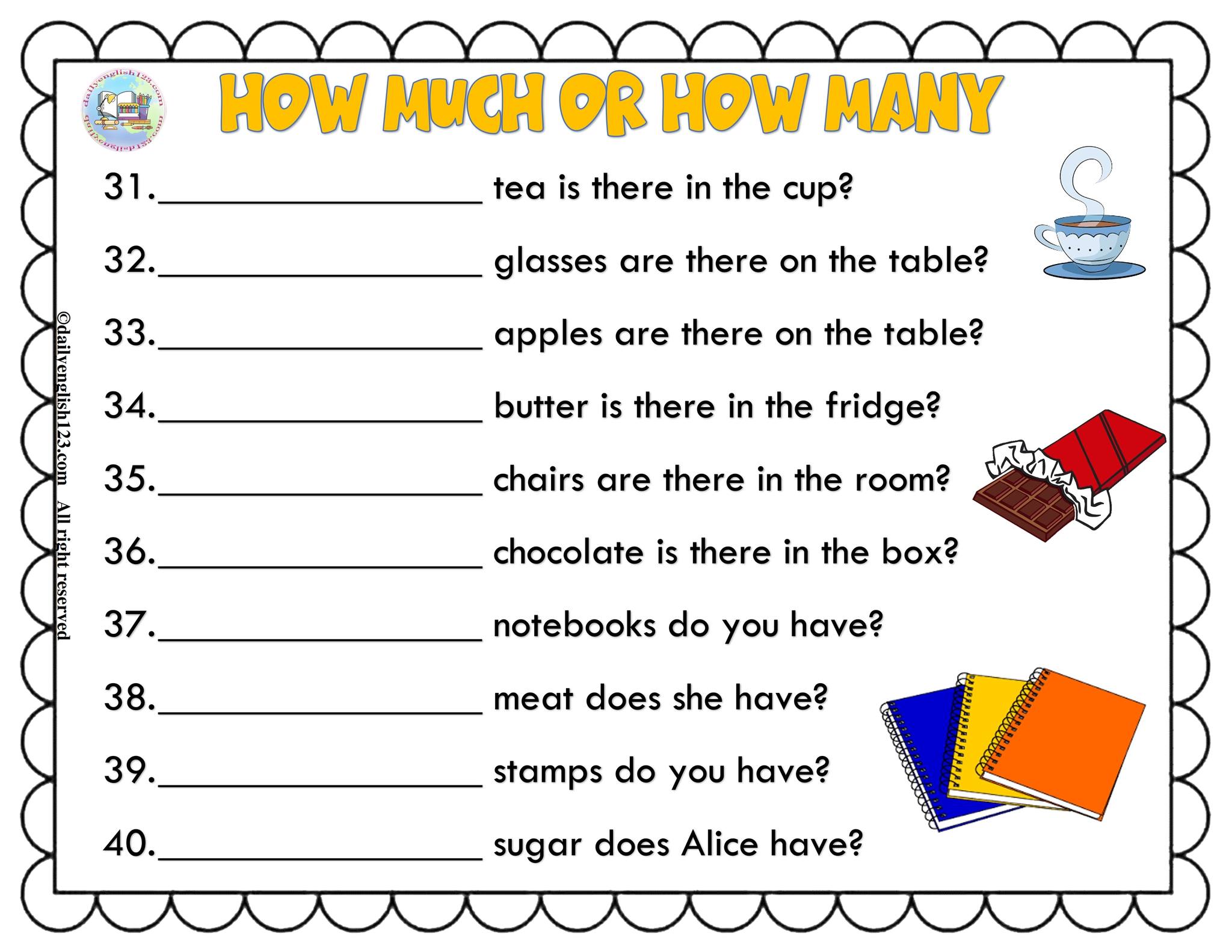 Grammar: How much or how... - English worksheets for free | Facebook