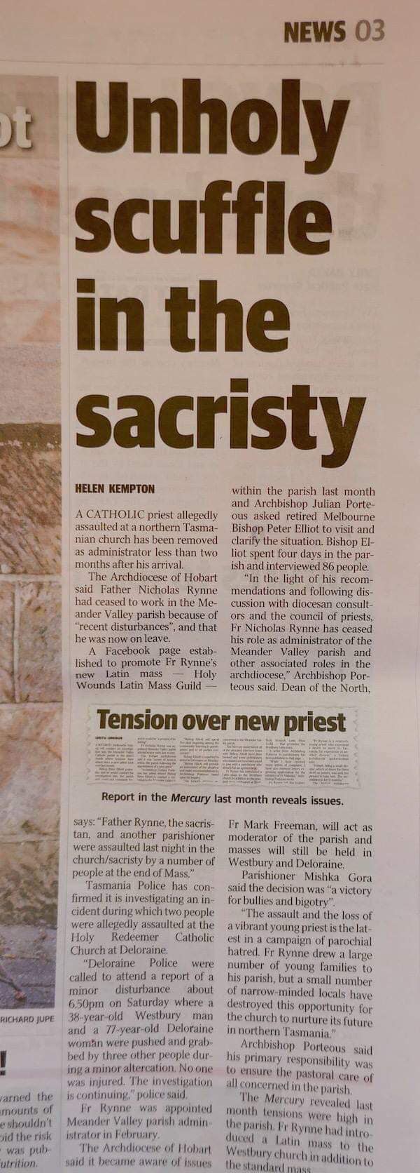 Spitting opponents... - Support Father Nicholas Rynne
