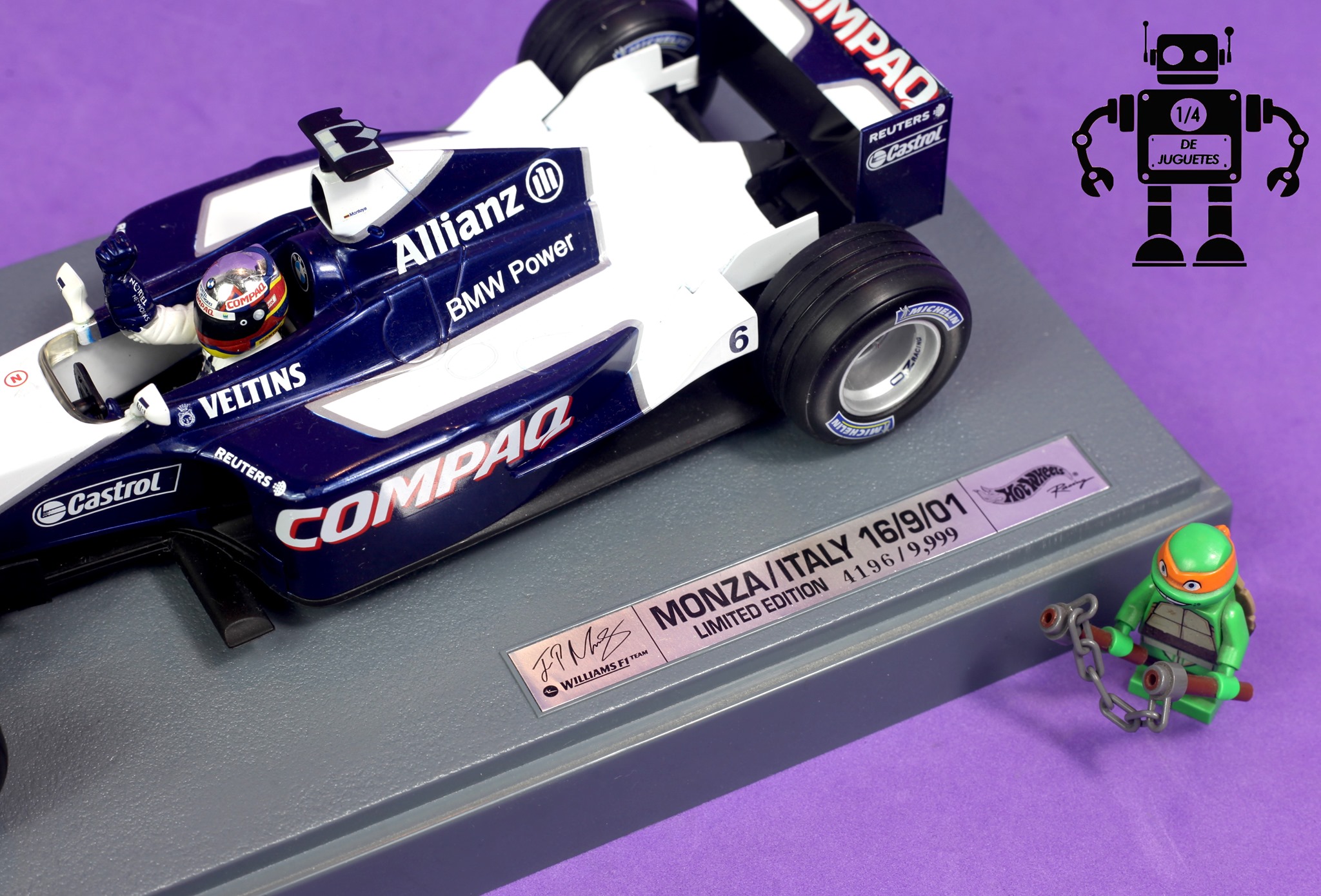 Voiture Miniature Williams F1 FW23 Montoya 2001 - Hotwheels 1:18, Modèle 50201 Neuf
