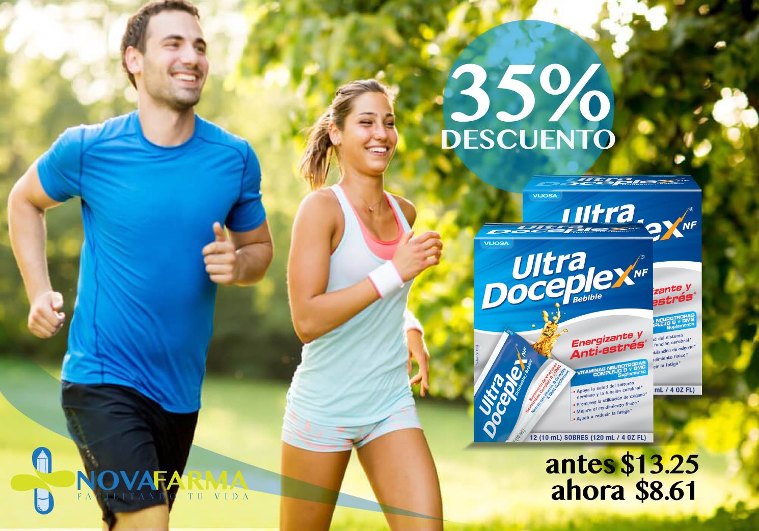 Ultra Doceplex Energizante Anti-stress Multivitamin Liquid - 12 Packets, Apricot Flavor