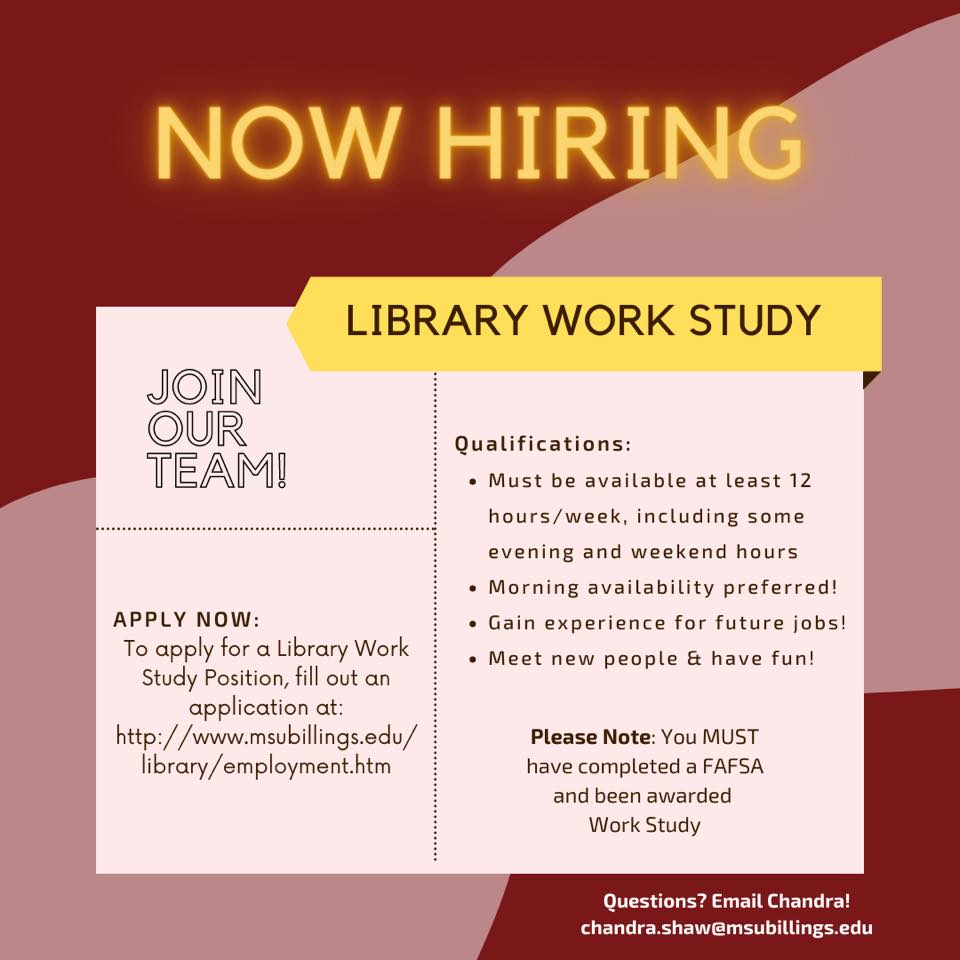 MSUB Library - Your library is hiring new work study... | Facebook