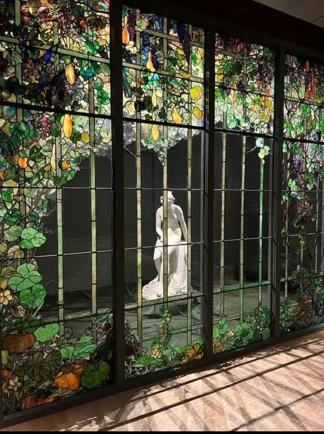 Tiffany Studios stained glass panels from August Heckscher house