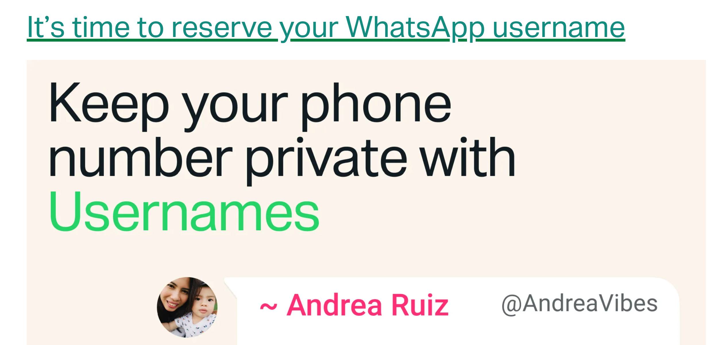 It's time to reserve your WhatsApp username Update WhatsApp to the