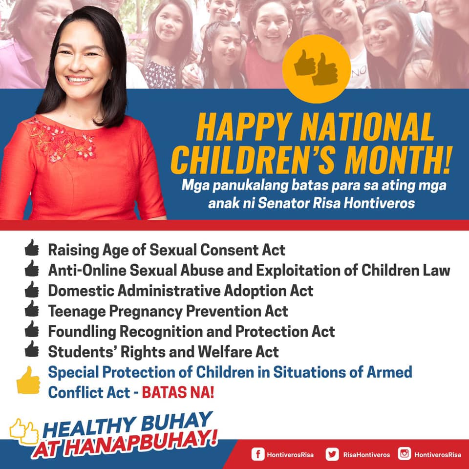 November is National Children’s... - Senator Risa Hontiveros | Facebook