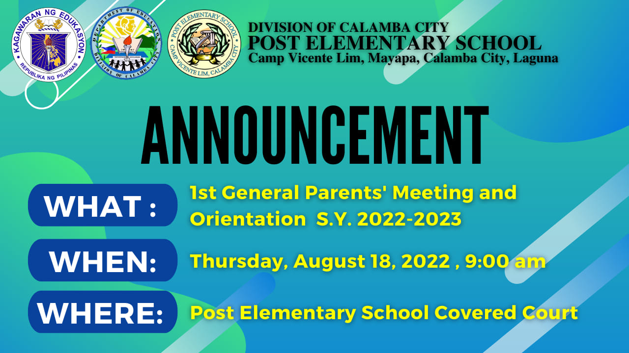 Announcement:... - DepEd Tayo Post ES - Calamba City | Facebook