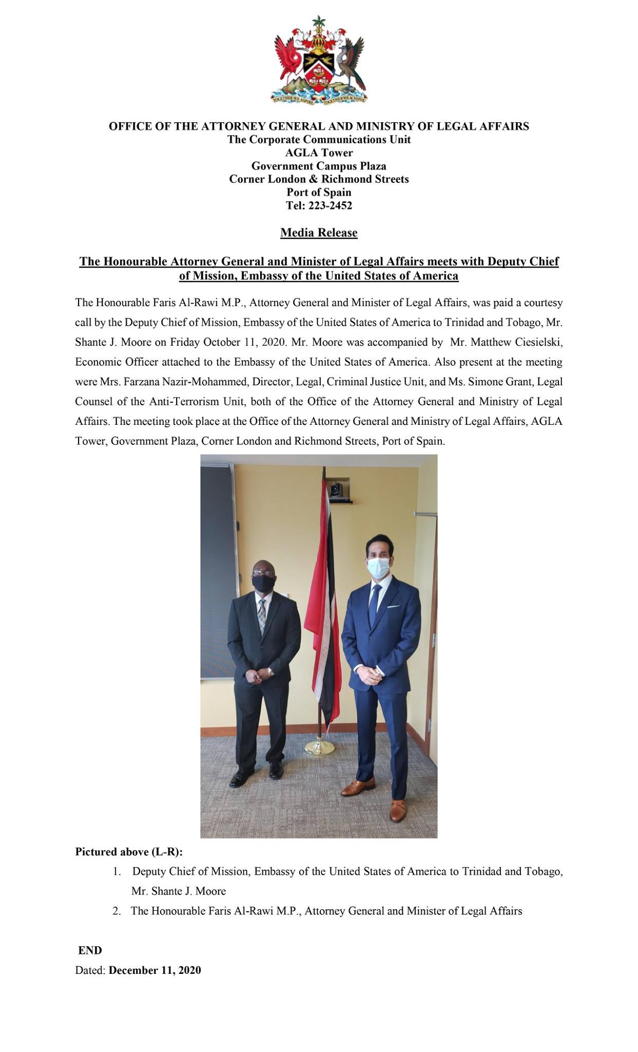 The Honourable Attorney General and Minister of Legal Affairs meets ...