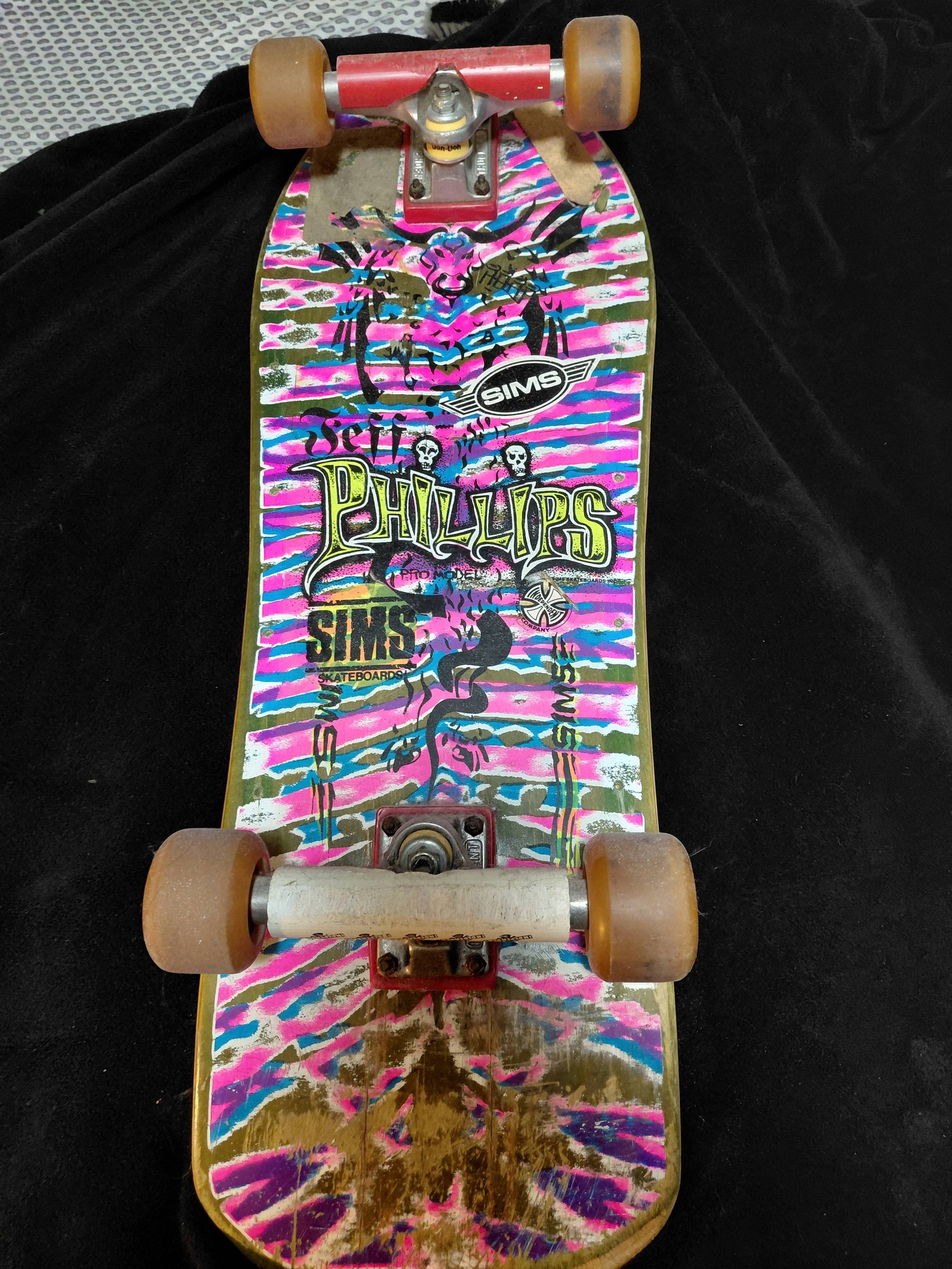 Vintage Jeff Phillips demon Indy 169's skateboard with Sims Nitro