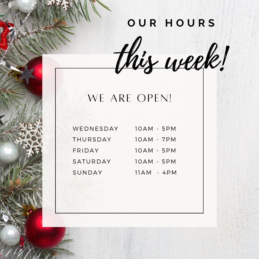Our hours this week! We open Wednesday... - Belle Mercantile
