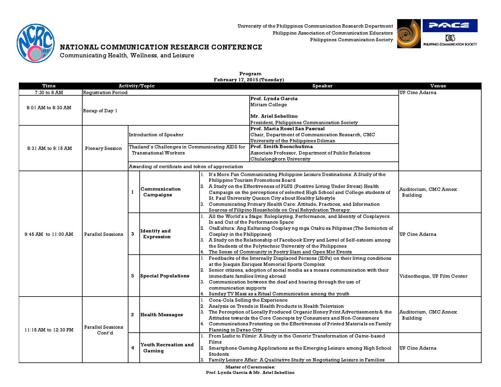 National Communication Research Conference 2014 | Quezon City