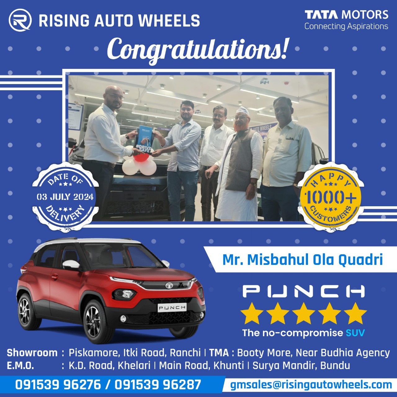 We Extend our... - Rising Auto Wheels Pvt Ltd. TATA Motors.