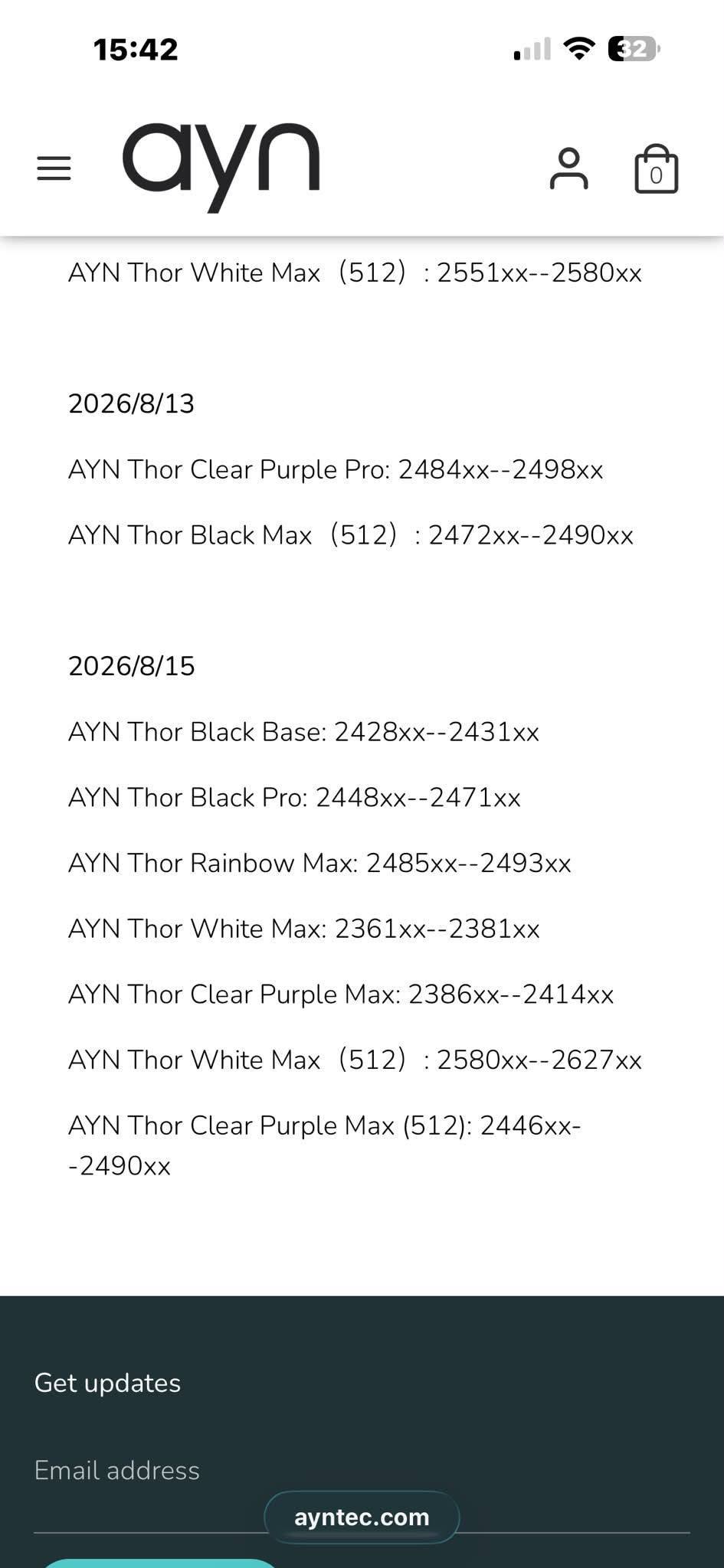 15:42 32 ayn AYN Thor White Max (512) :2551xx--2580xx 2026/8/13