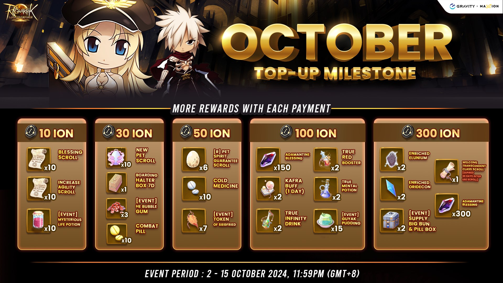 Ragnarok - 📣 The October Top-Up Milestones Event is now live! A give ...
