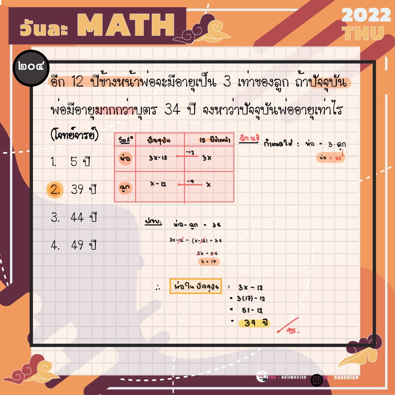 ขอ โจทย์ จารย์ - [เฉลยข้อสอบ] : วันละ Math The series ข้อ... | Facebook