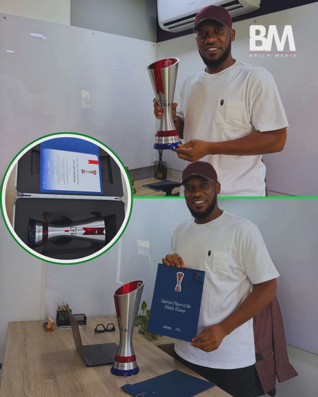 Jay-Jay Okocha receives player of the match award for 1998 Nigeria