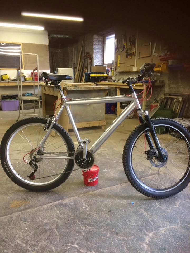 Silver mountain bike, a beast of a ride